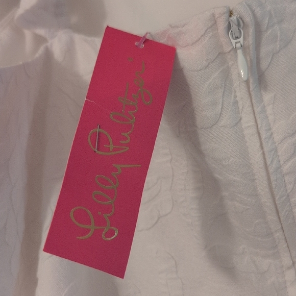 White Eyelet Dress with Ruffle Sleeves - Picture 3 of 5